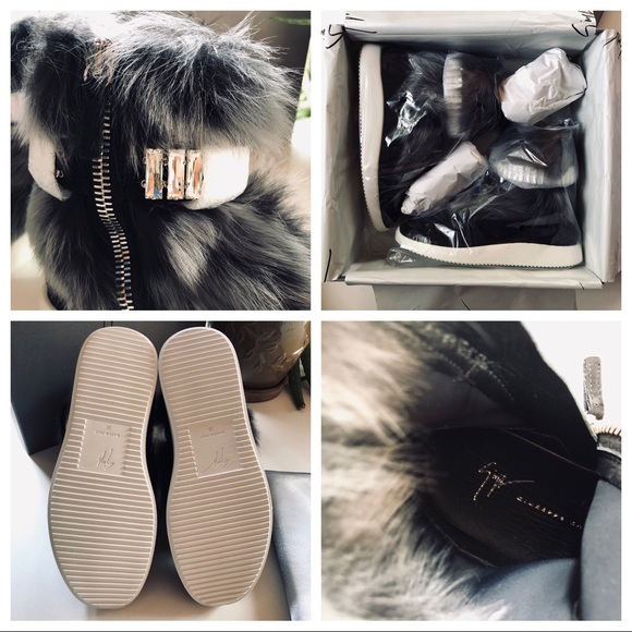 GIUSEPPE ZANOTTI Jeweled Furry Sneaker - NEW - Picture 4 of 8
